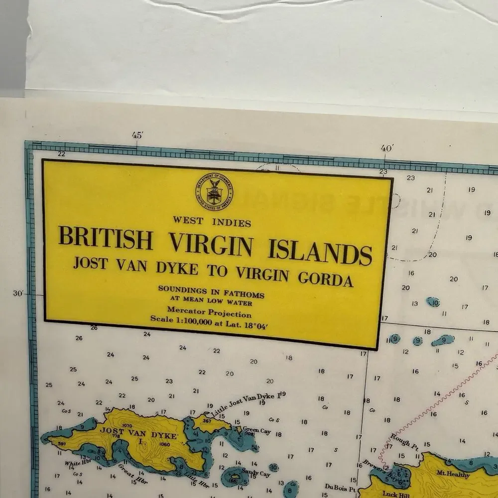 5 Navigation & Signal Placemats Virgin Islands Laminated USA VTG St John Tortola